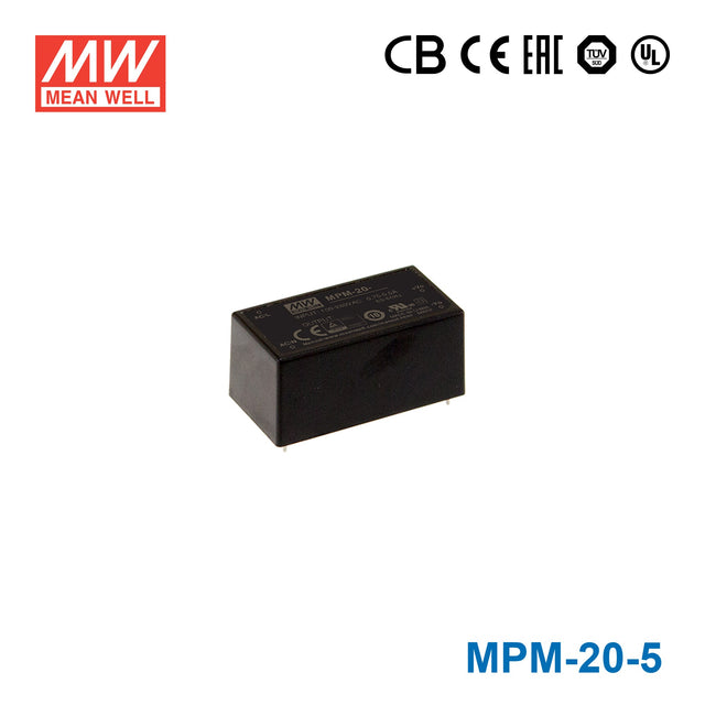 Mean Well MPM-20-5 Power Supply 20W 5V 4A