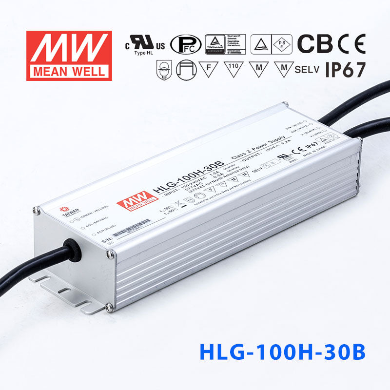 Mean Well HLG-100H-30AB Power Supply 100W 30V - Adjustable and Dimmable