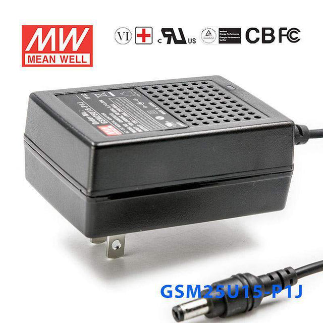Mean Well GSM25U15-P1J Power Supply 25W 15V
