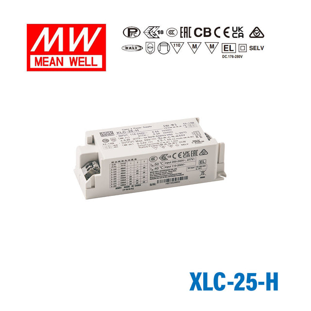 Mean Well XLC-25-H LED Driver 25W 700mA 9~54V Constant Power, Current Setting by Dip Switch