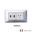 Vimar Plana Metal 2 USB and 1 Socket - Brushed Aluminum - 10A