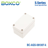 Boxco S-Series 80×130×70mm Plastic Enclosure, IP67, IK08, ABS, Grey Cover, Screw Type