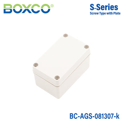 Boxco S-Series 80×130×70mm Plastic Enclosure, IP67, IK08, ABS, Grey Cover, Screw Type