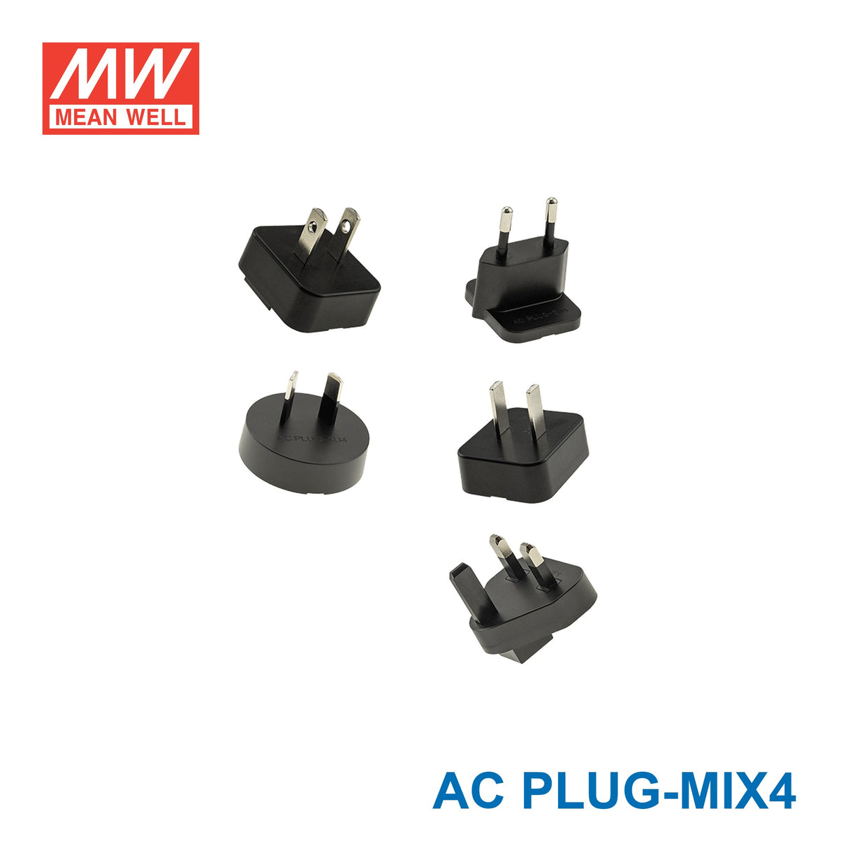 Mean Well AC PLUG-MIX4 AC plug Set Connector for NGE Adapter (Contains EU, US, UK, AU and CN Connector)