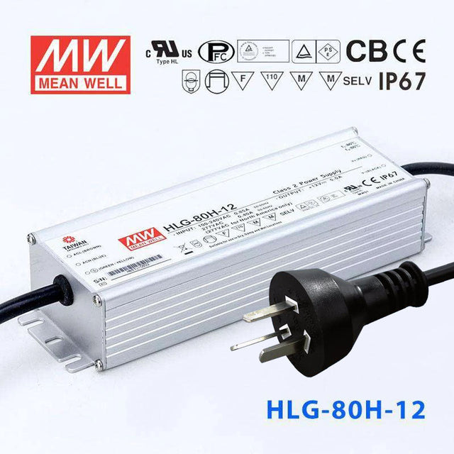 Mean Well S-HLG-80H-12 Power Supply 60W 12V with AU/NZ plug 5A