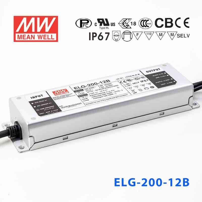 Mean Well ELG-200-12B Power Supply 192W 12V - Dimmable 16A