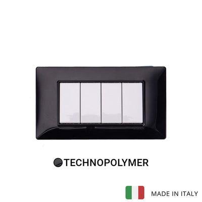 Vimar Plana Technopolymer 4 Gang Switch - Black - 16A