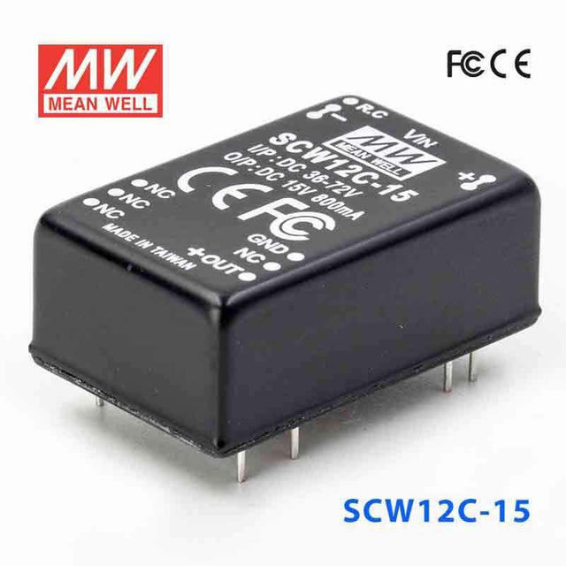 Mean Well SCW12C-15 DC-DC Converter - 12W 36~72V DC in 15V out 2.4A