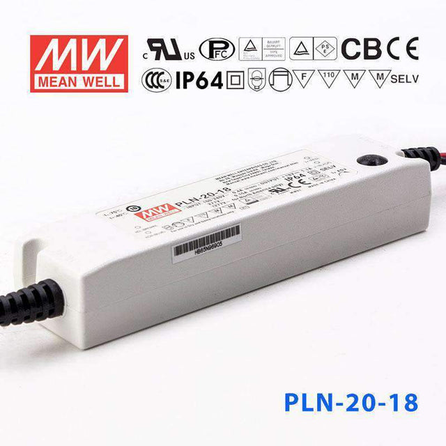 Mean Well PLN-20-18 Power Supply 20W 18V - IP64 1.1A