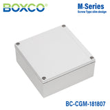 Boxco M-Series 180x180x75mm Plastic Enclosure, IP67, IK08, PC, Grey Cover, Screw Type