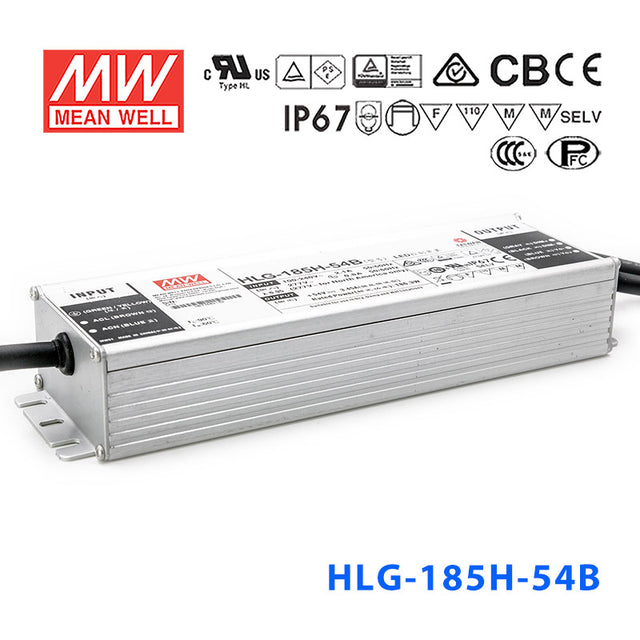 Mean Well HLG-185H-54AB Power Supply 185W 54V - Adjustable and Dimmable