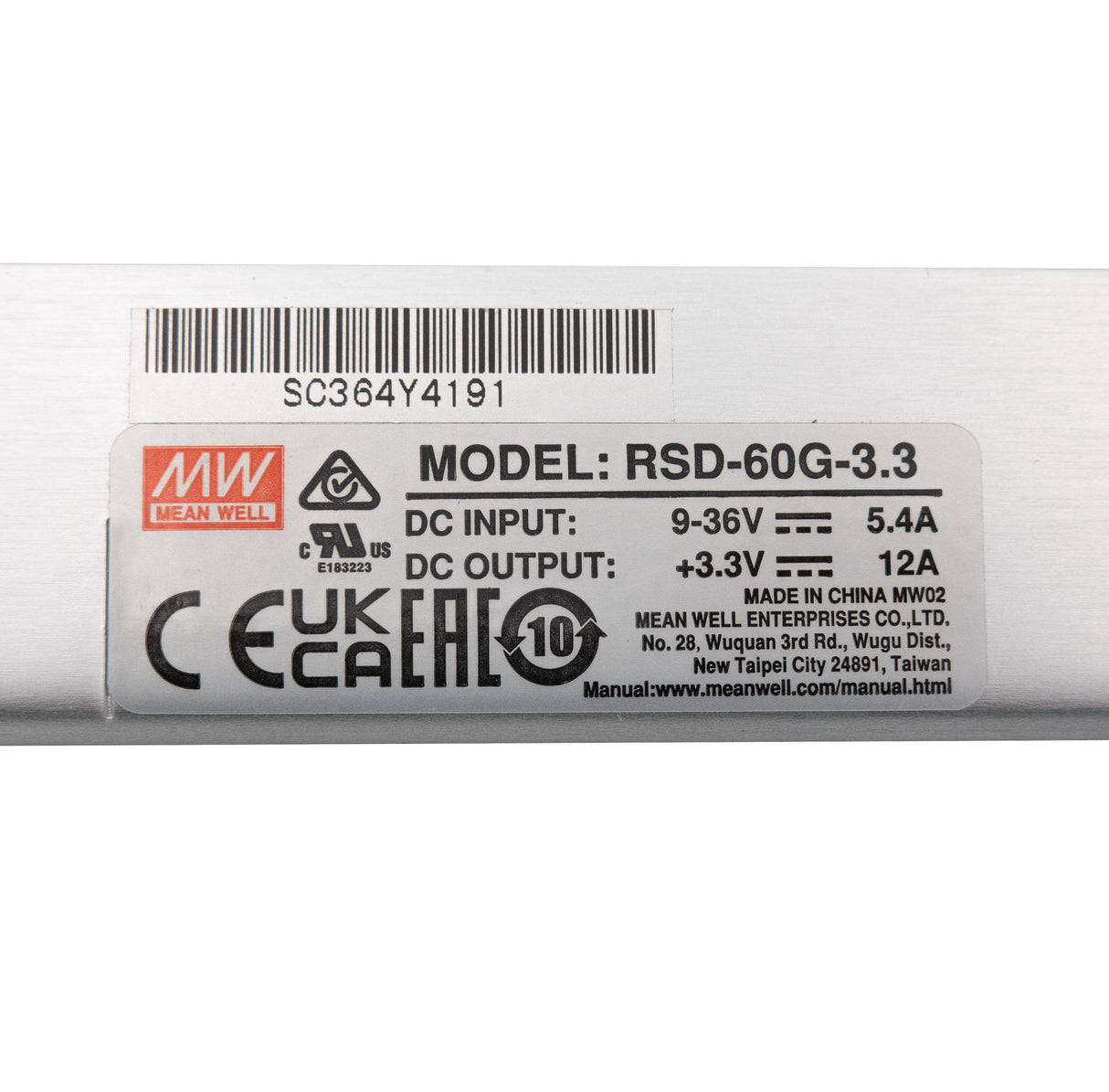 Mean Well RSD-60G-3.3 DC-DC Converter - 19.8W - 9~36V in 3.3V out 12A - PHOTO 5