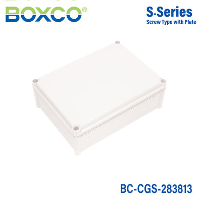 Boxco S-Series 280x380x130mm Plastic Enclosure, IP67, IK08, PC, Grey Cover, Screw Type