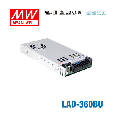 Mean Well LAD-360BU Security/Fire Alarm PSU with Battery Charger/UPS, 360W, 27.6V, UART Signal 11.5A