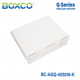 Boxco Q-Series 400x450x160mm Plastic Enclosure, IP67, IK08, ABS, Grey Cover, Hinge Type with Plate