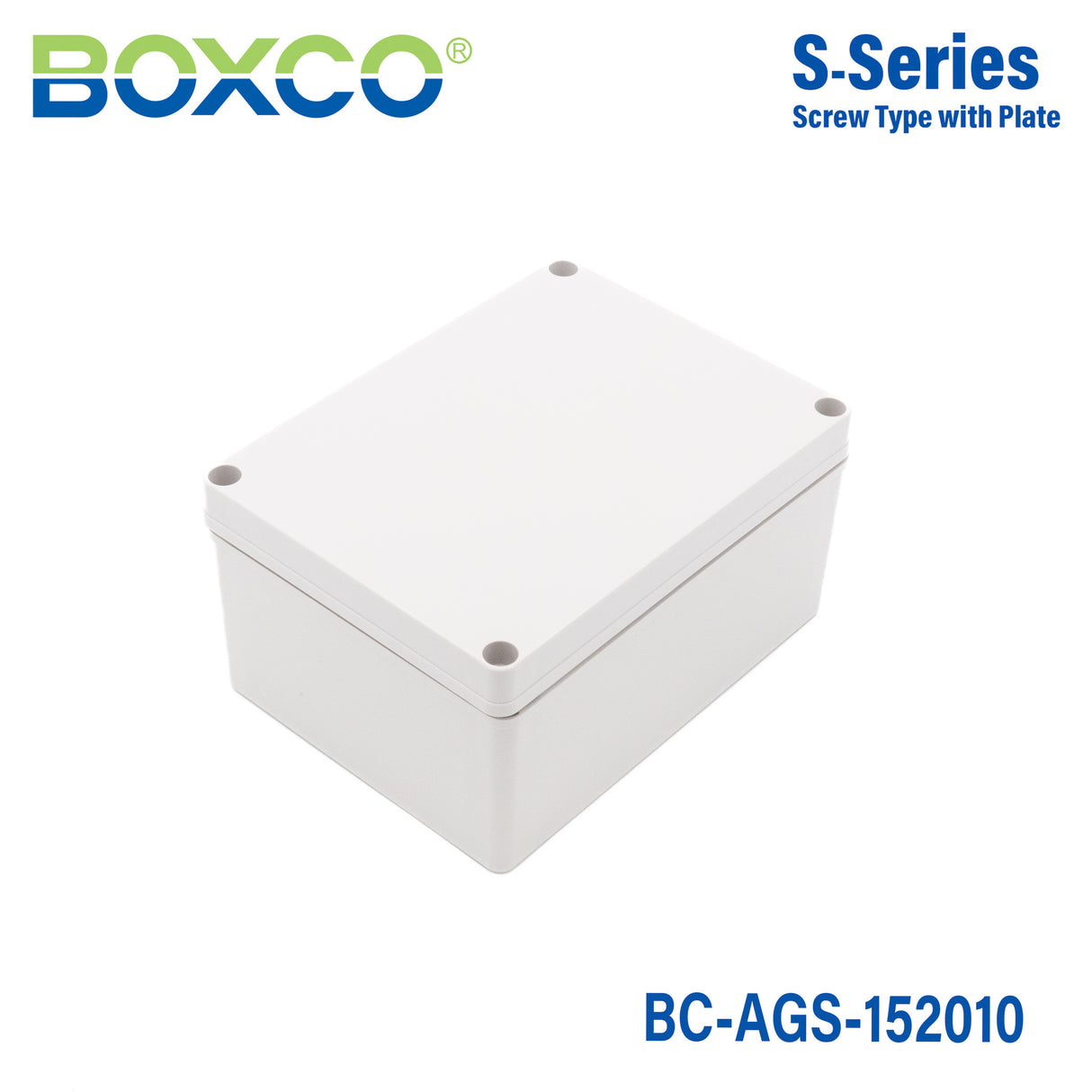 Boxco S-Series 150x200x100mm Plastic Enclosure, IP67, IK08, ABS, Grey Cover, Screw Type
