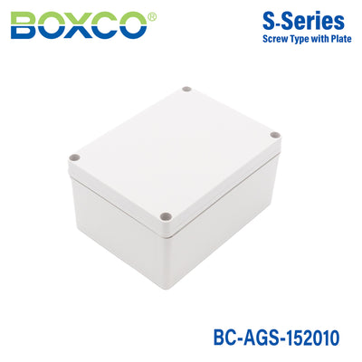Boxco S-Series 150x200x100mm Plastic Enclosure, IP67, IK08, ABS, Grey Cover, Screw Type