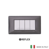 Vimar Plana Reflex Ash 4 Gang Switch - Grey - 16A