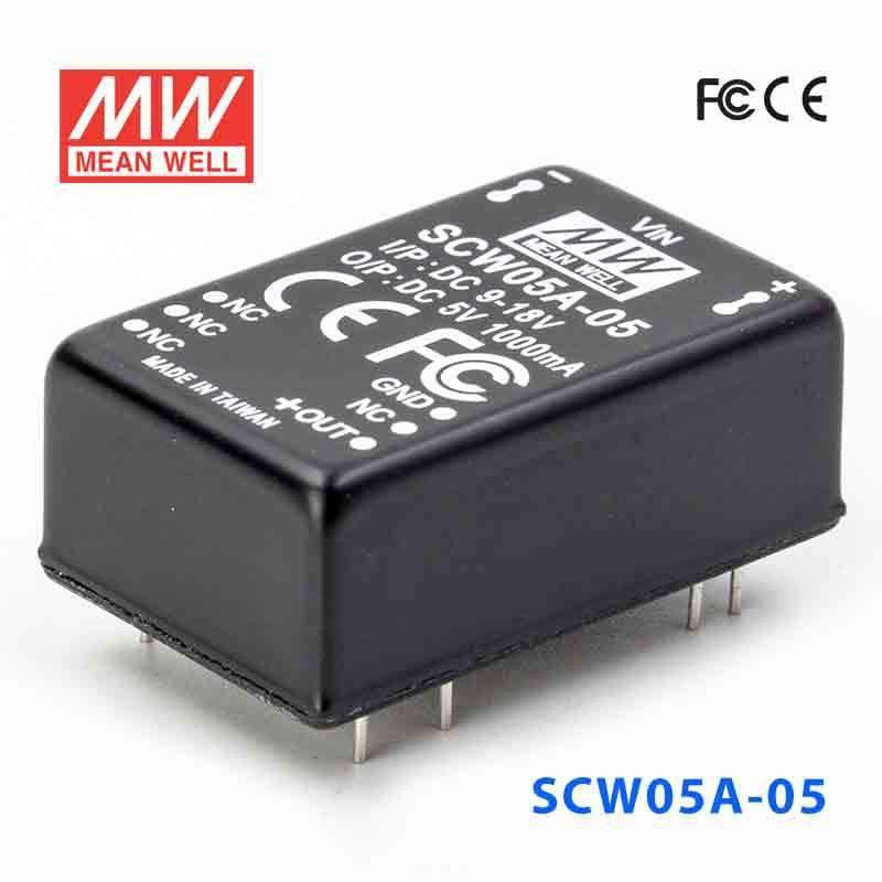 Mean Well SCW05A-05 DC-DC Converter - 5W 9~18V DC in 5V out 1A