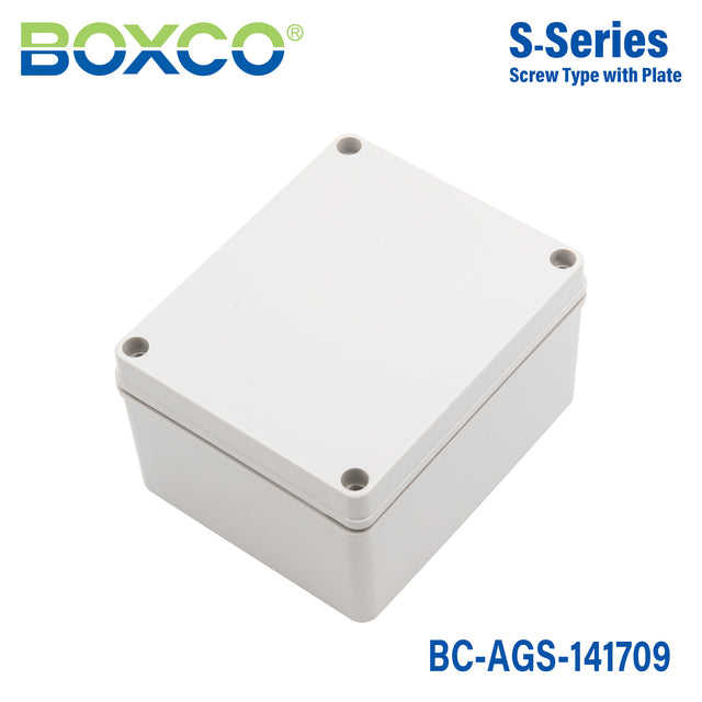 Boxco S-Series 140x170x95mm Plastic Enclosure, IP67, IK08, ABS, Grey Cover, Screw Type