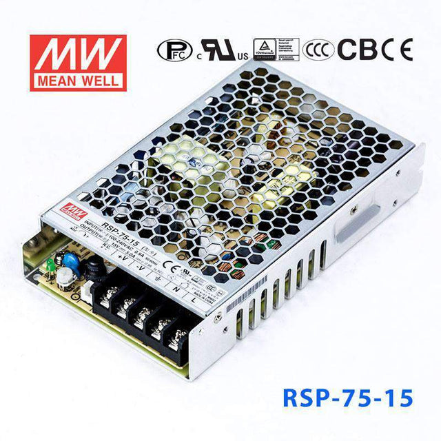 Mean Well RSP-75-15 Power Supply 75W 15V 5A