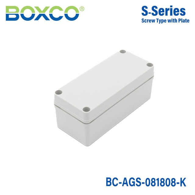 Boxco S-Series 80×180×85mm Plastic Enclosure, IP67, IK08, ABS, Grey Cover, Screw Type