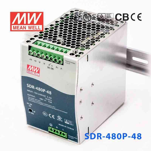 Mean Well SDR-480P-48 Single Output Industrial Power Supply 480W 48V 10A - DIN Rail