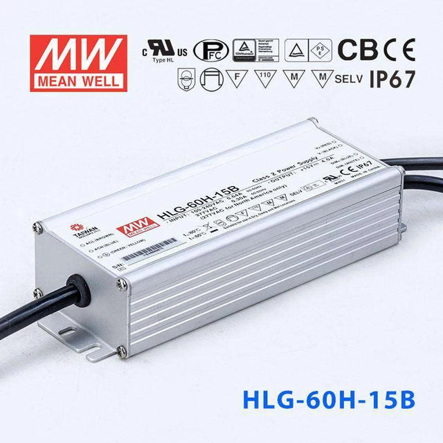 Mean Well HLG-60H-15B Power Supply 60W 15V - Dimmable 4A
