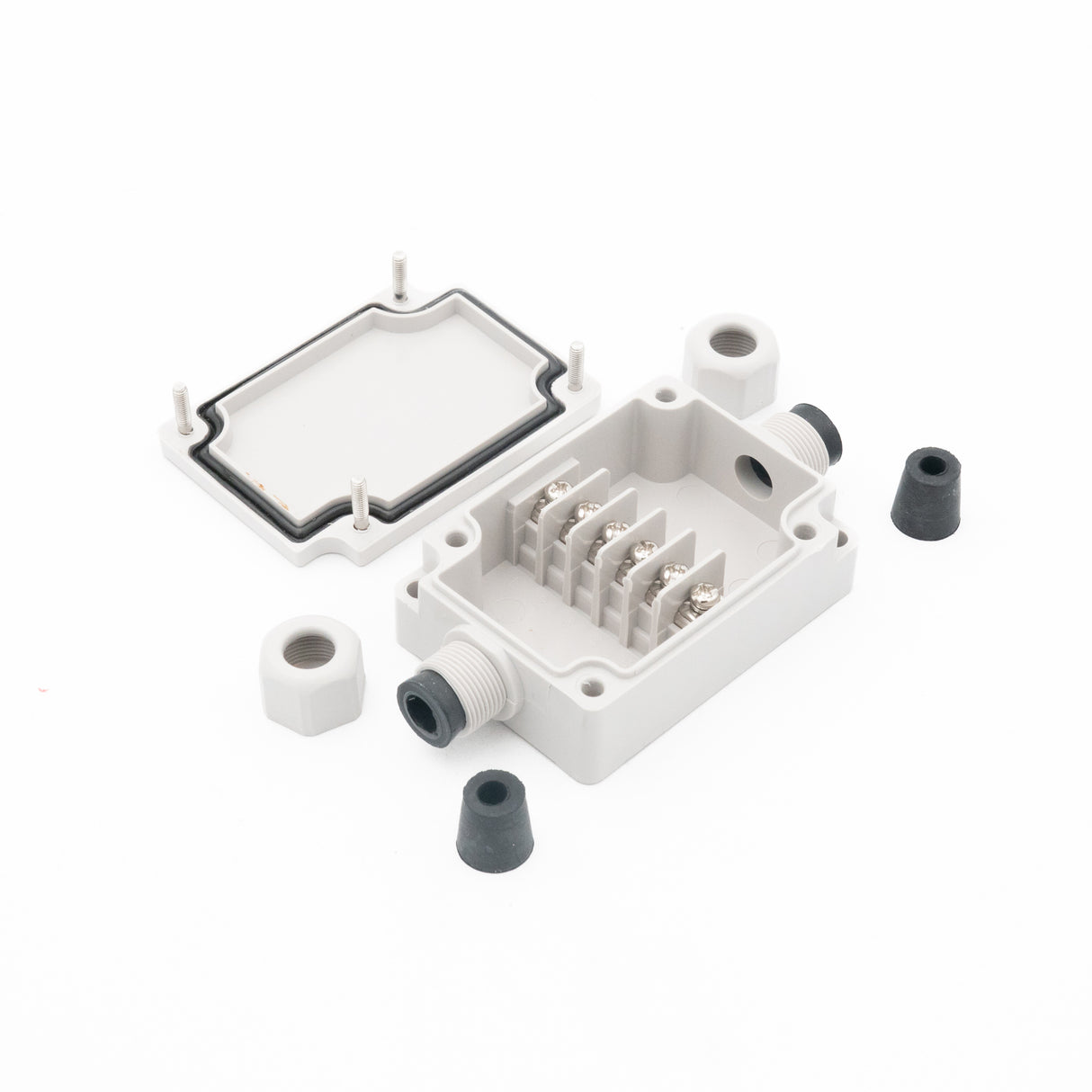 Boxco Terminal Box 6-pole with Waterproof Connector 50x70x24mm, IP67, IK08, ABS, Grey Cover - PHOTO 3