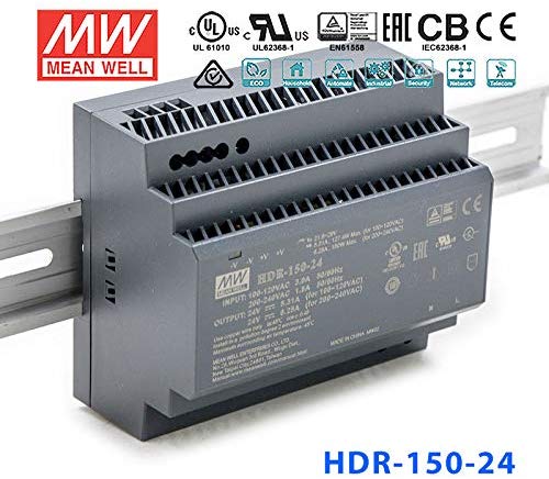 Mean Well HDR-150-24 Ultra Slim Step Shape Power Supply 150W 24V - DIN Rail