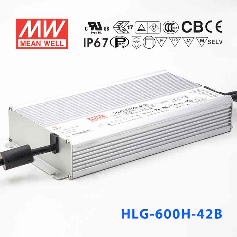 Mean Well HLG-600H-42AB Power Supply 600W 42V - Adjustable and Dimmable
