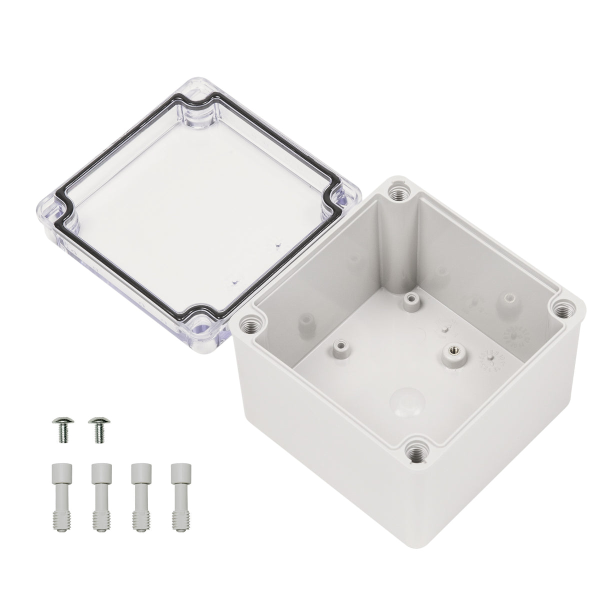 Boxco S-Series 100x100x75mm Plastic Enclosure, IP67, IK08, ABS, Transparent Cover, Screw Type - PHOTO 2