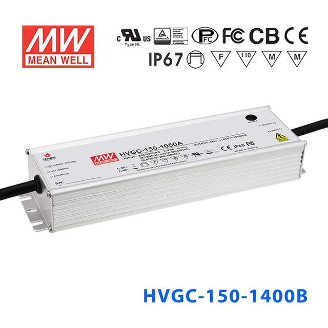 Mean Well HVGC-150-1400B Power Supply 150W 1400mA - Dimmable