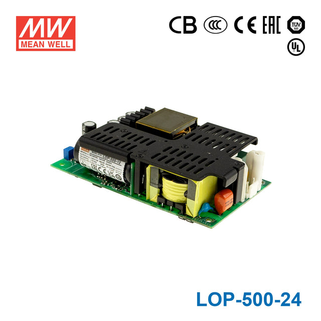 Mean Well LOP-500-24 500W 5"×3" Low Profile Open Frame Power Supply 24V