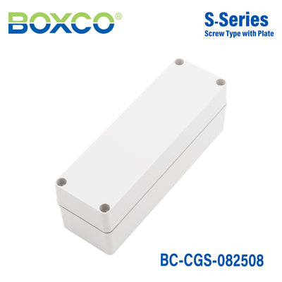 Boxco S-Series 80x250x85mm Plastic Enclosure, IP67, IK08, PC, Grey Cover, Screw Type