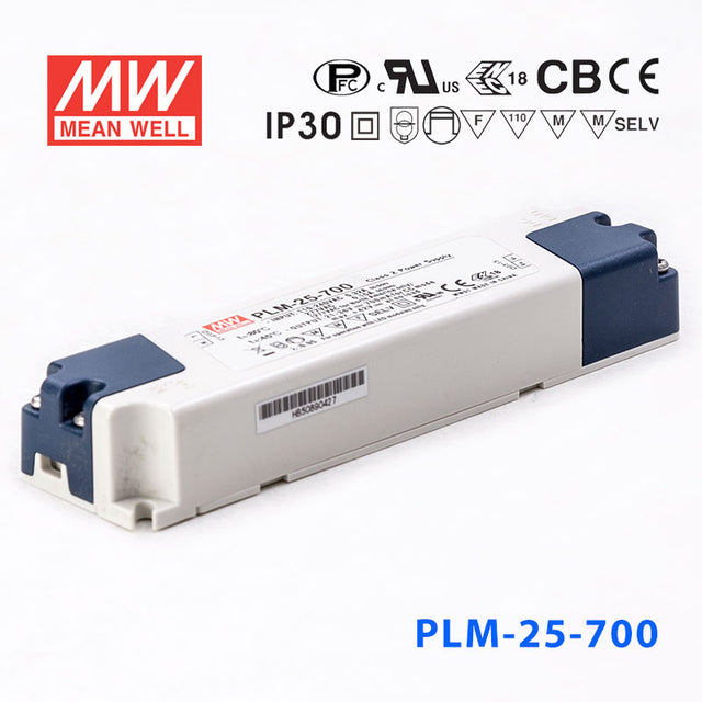 Mean Well PLM-25E-700, 700mA Constant Current with PFC - Terminal Block