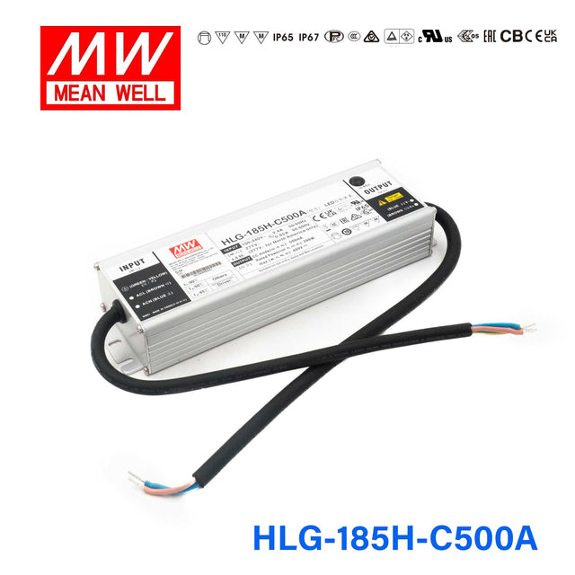 Mean Well HLG-185H-C500A Power Supply 200W 500mA - Adjustable