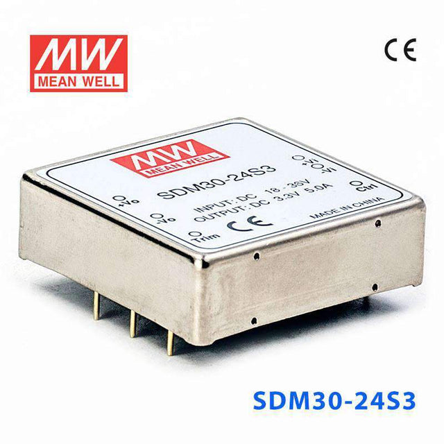 Mean Well SDM30-24S3 DC-DC Converter - 16.5W - 18~36V in 3.3V out 5A
