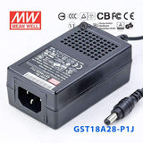 Mean Well GST18A28-P1JPower Supply 18W 28V 640mA