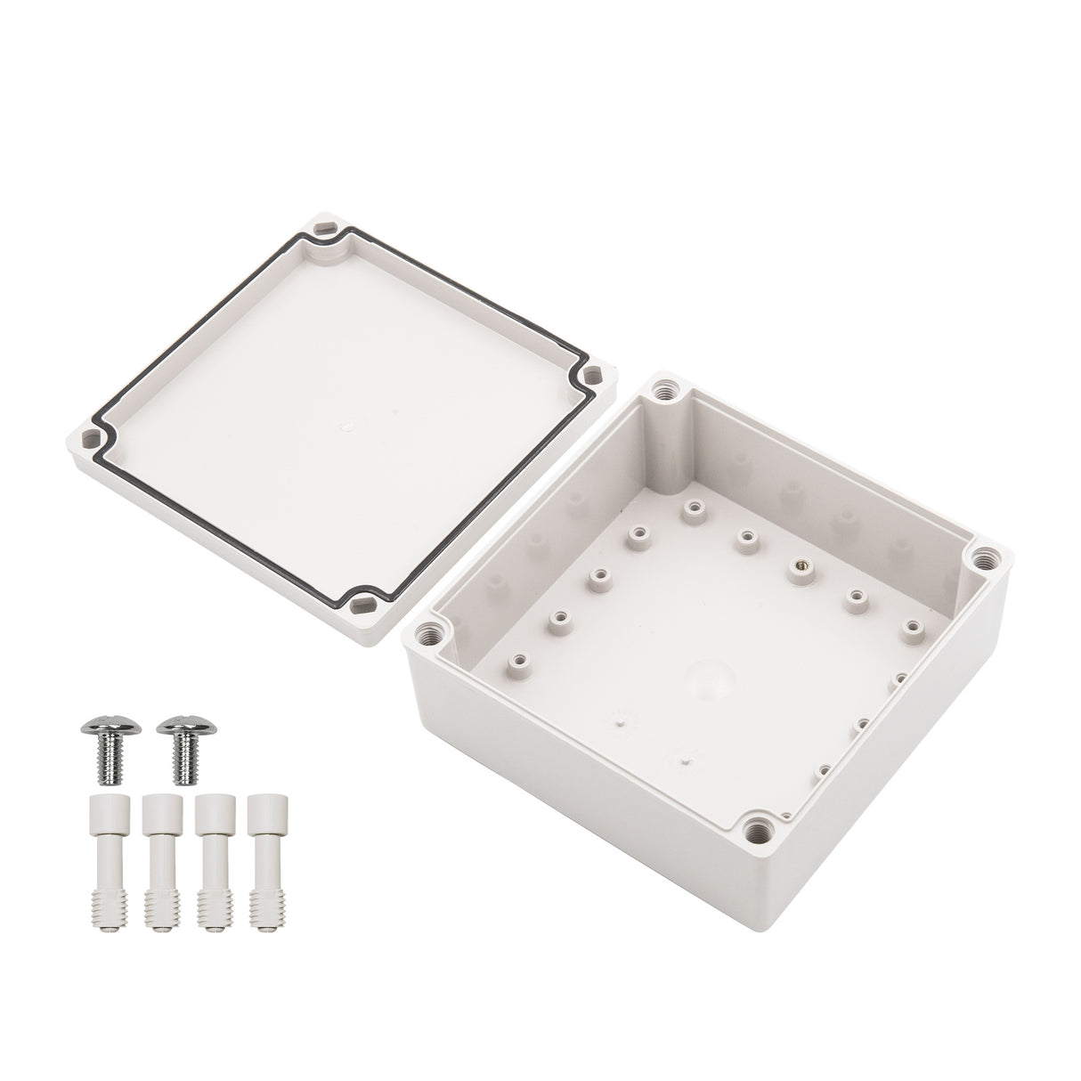 Boxco S-Series 160x160x70mm Plastic Enclosure, IP67, IK08, ABS, Grey Cover, Screw Type - PHOTO 1