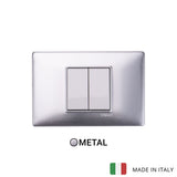Vimar Plana Metal 2 Gang Switch - Brushed Aluminum - 16A
