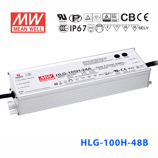 Mean Well HLG-100H-48AB Power Supply 100W 48V - Adjustable and Dimmable 2A