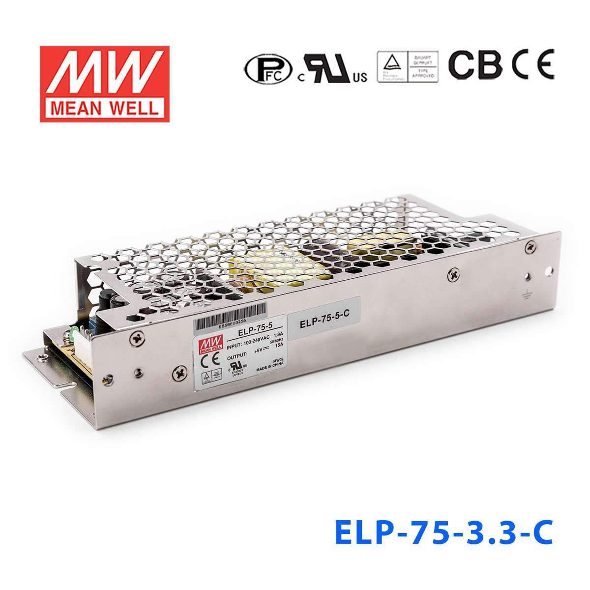 Mean Well ELP-75-3.3-C Power Supply 49W 3.3V 15A