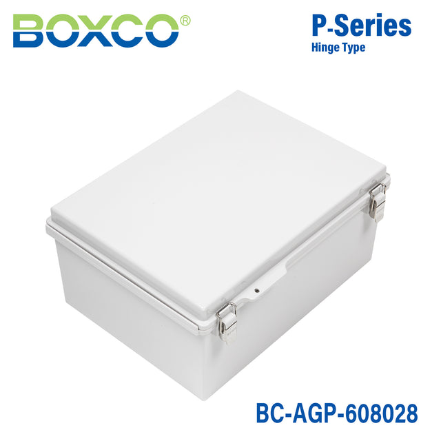 Boxco P-Series 630x830x285mm Plastic Enclosure, IP67, IK08, ABS, Grey Cover, Molded Hinge and Latch Type