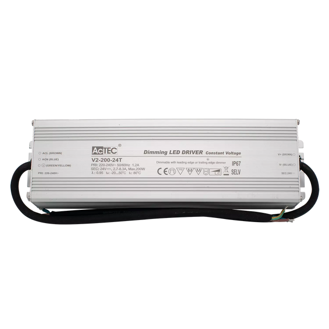 AcTEC V2-200-24T Triac Dimmable Driver 200W 24V IP67 1.2A