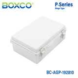 Boxco P-Series 190x280x100mm Plastic Enclosure, IP67, IK08, ABS, Grey Cover, Molded Hinge and Latch Type