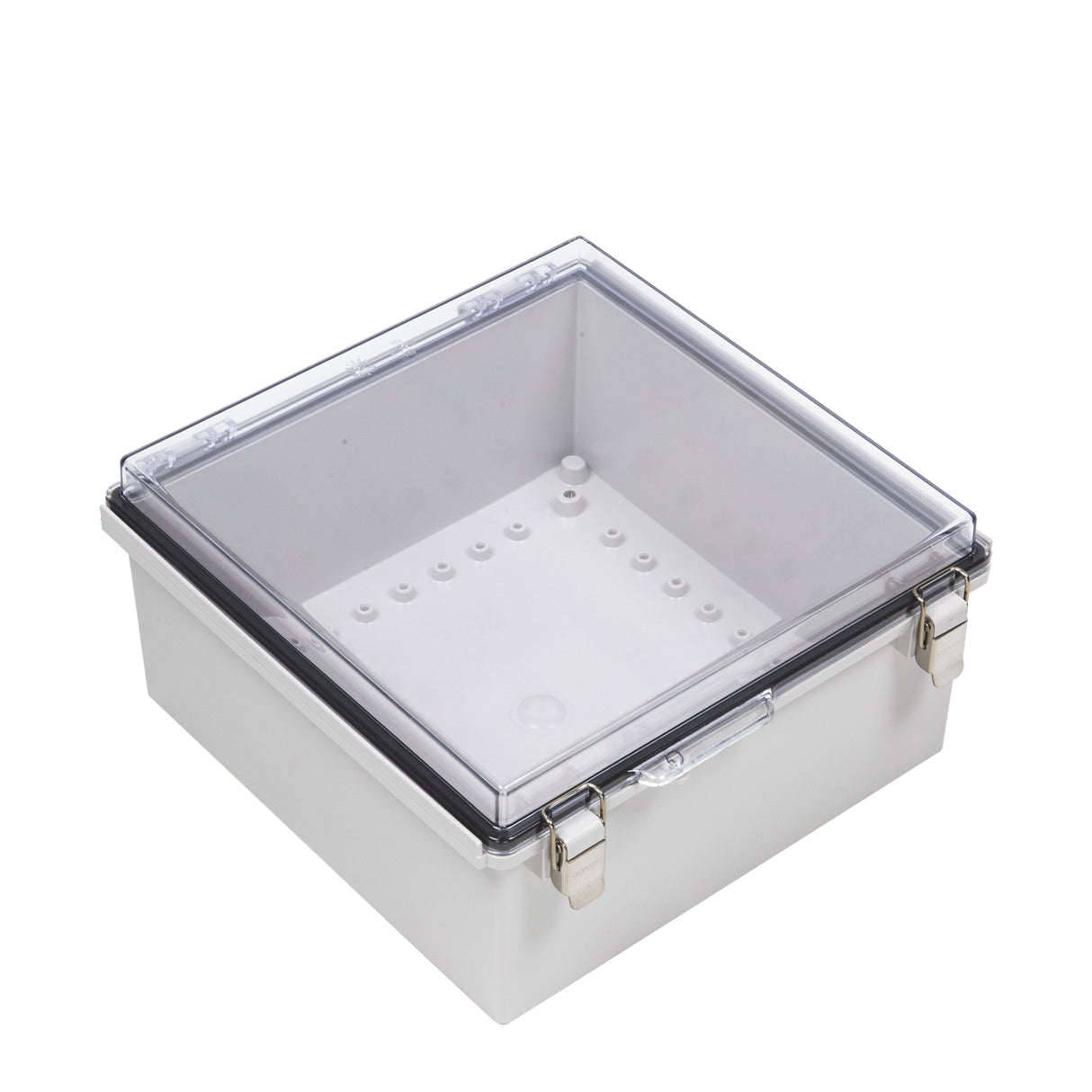 Boxco P-Series 280x280x130mm Plastic Enclosure, IP67, IK08, PC, Transparent Cover, Molded Hinge and Latch Type - PHOTO 2