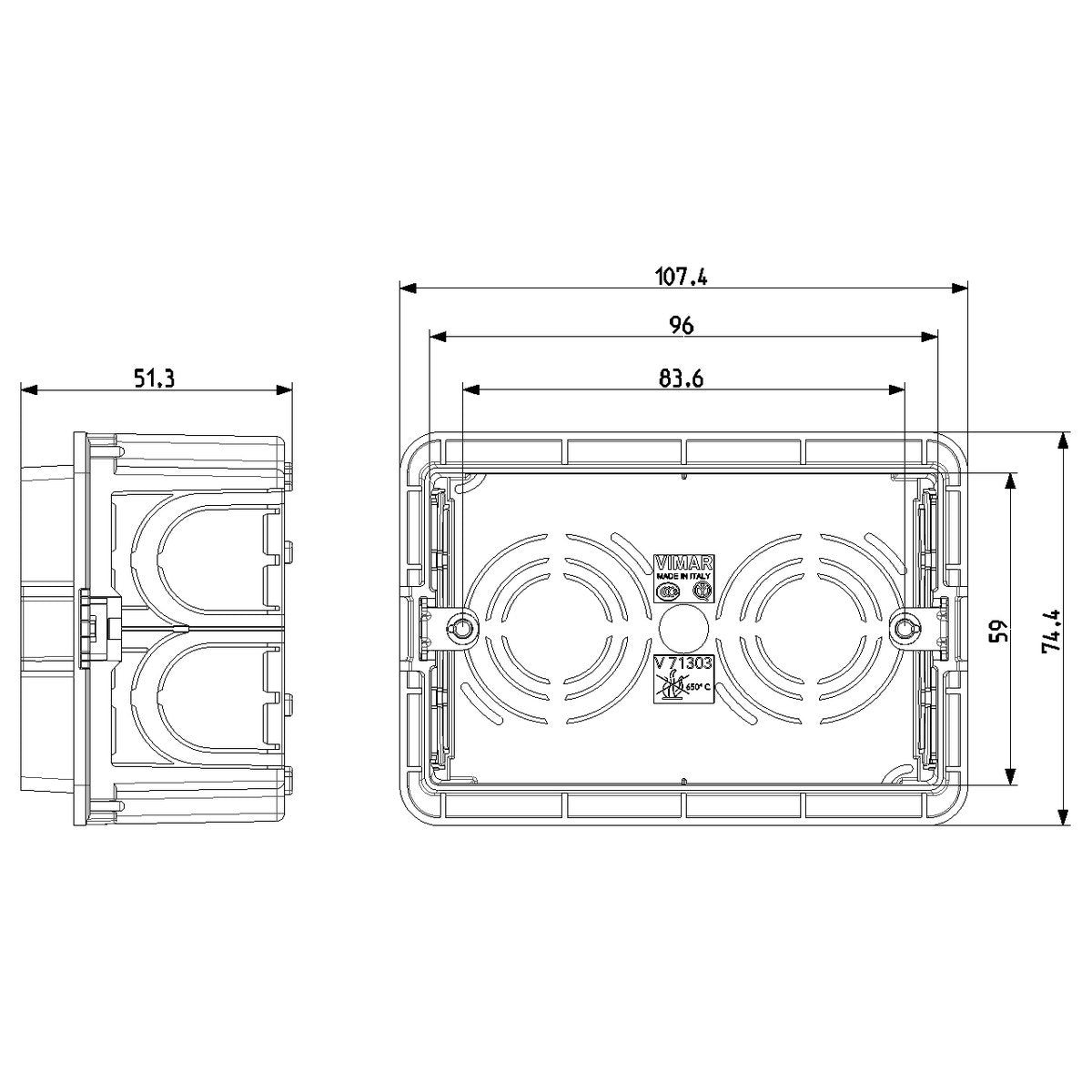 Vimar Flush Mounting Box 3M Light Blue - PHOTO 1