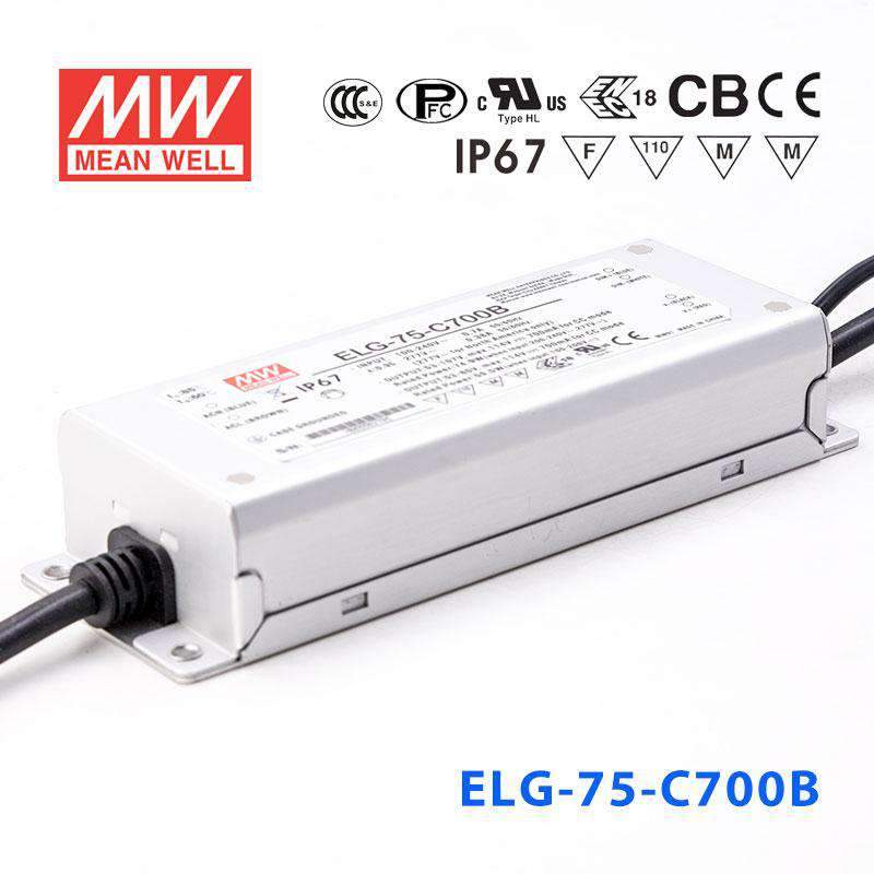 Mean Well ELG-75-C700B Power Supply 75W 700mA - Dimmable