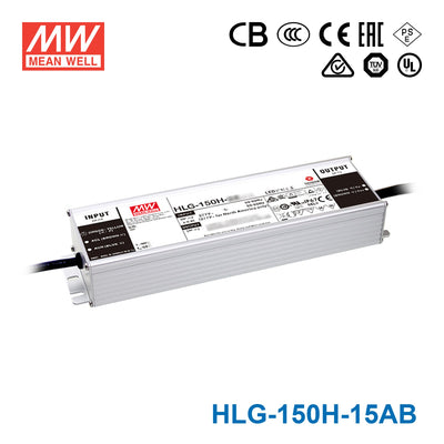 Mean Well HLG-150H-15AB Power Supply 150W 15V - Adjustable and Dimmable 10A